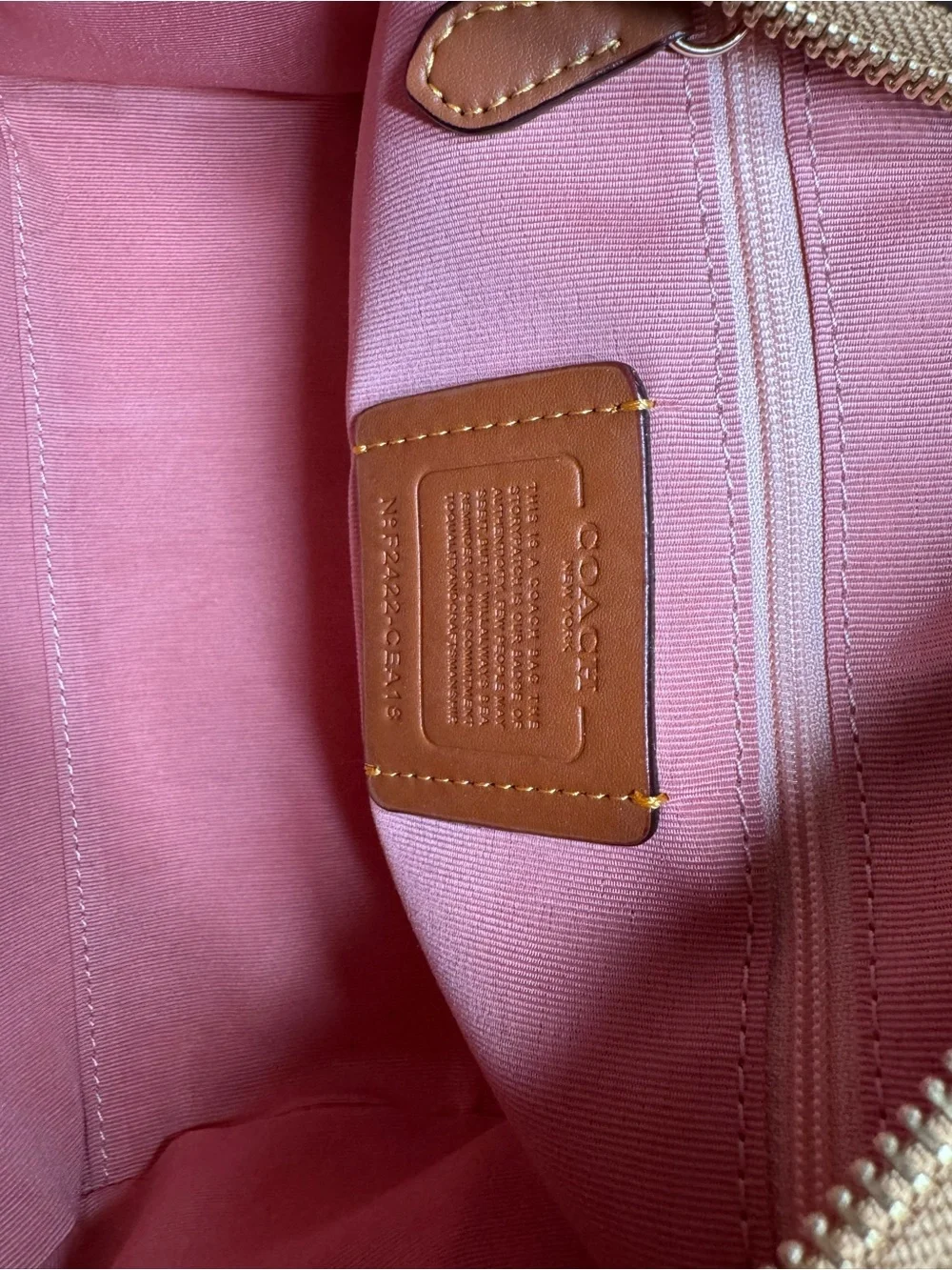Coach Pink Leather Satchel with Tan Trim